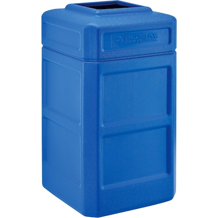 Global Industrial Square Outdoor Can, Blue, Plastic, 18-1/2 in 641413BL